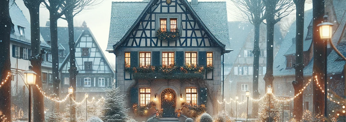 Winterhaus in einer deutschen Kleinstadt