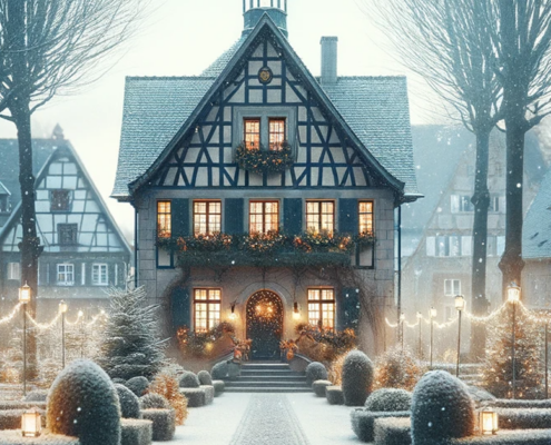 Winterhaus in einer deutschen Kleinstadt
