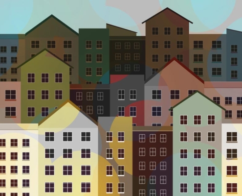 Illustration von Stadthäusern | Fehler beim Immobilienkauf