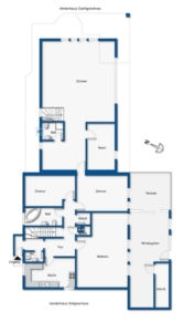 Grundriss Vorderhaus Erdgeschoss und Hinterhaus Dachgeschoss