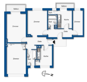 Grundriss EG links und Einlieger WE01